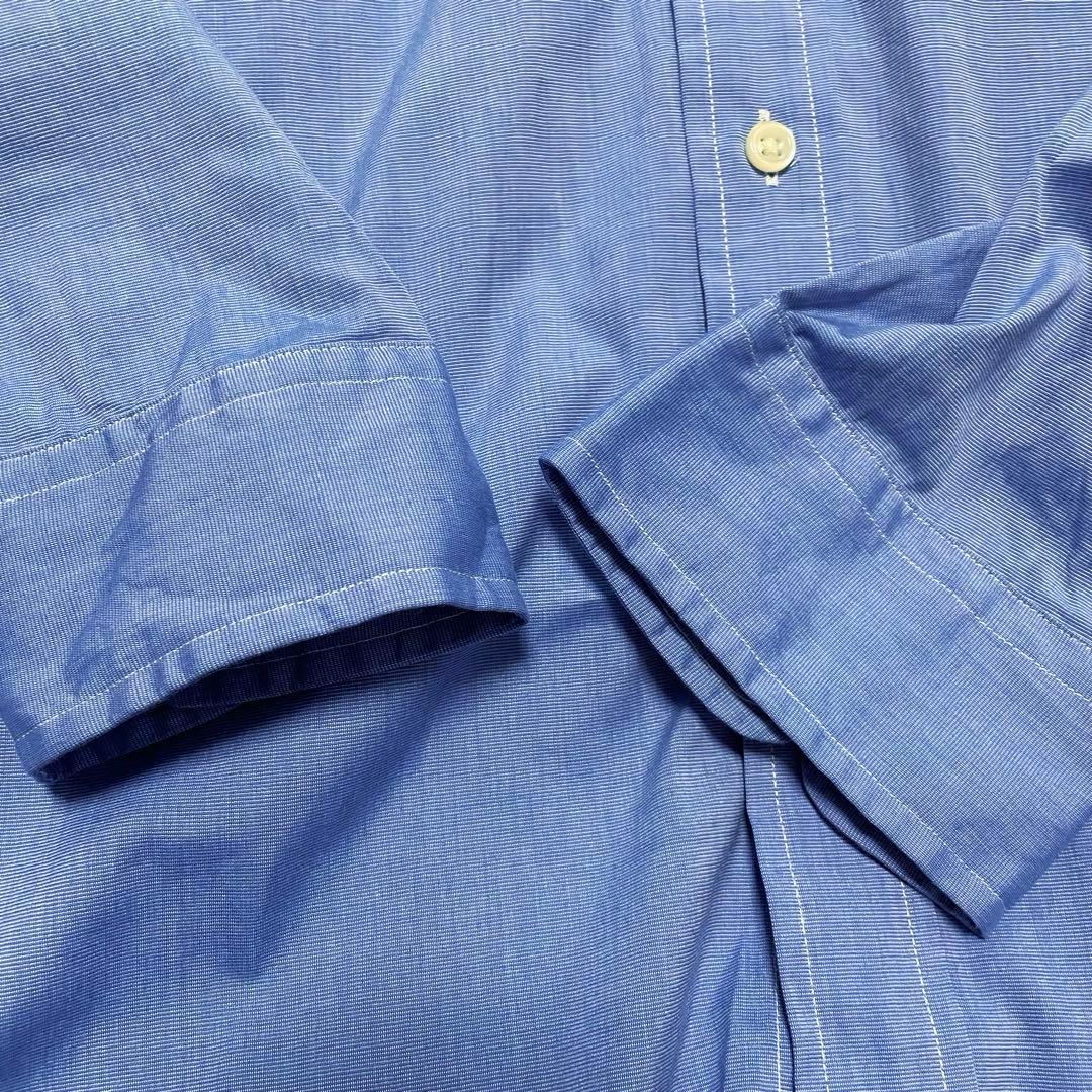 未使用級　ラルフローレン　M ストレッチ　長袖シャツ　BD ポニー刺繍　ブルー