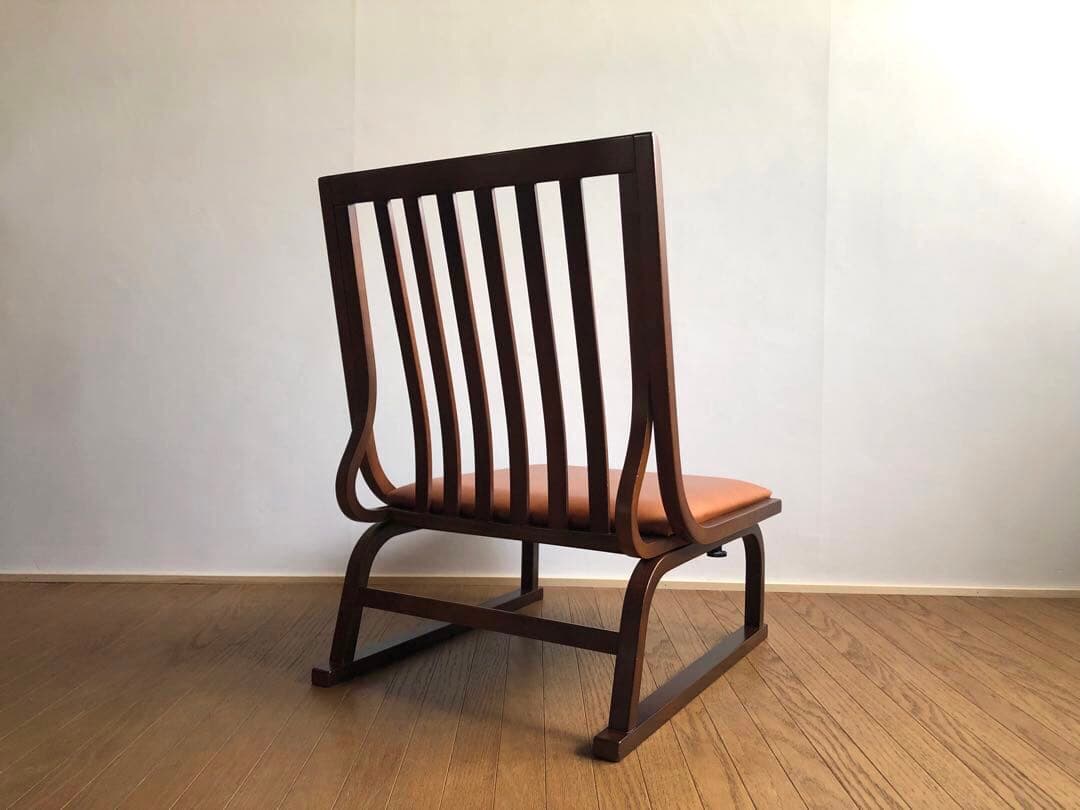 秋田木工社製 低座椅子 革張り ジャパニーズモダン ヴィンテージ 和家具 古民家