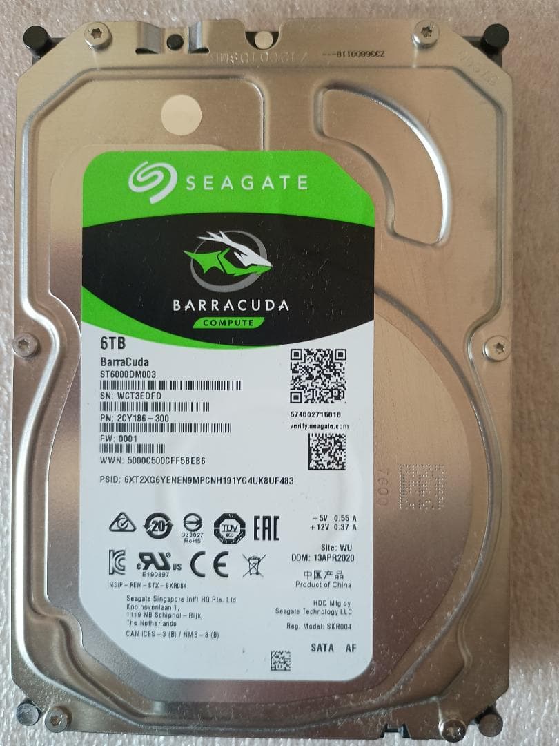 内蔵型ハードディスクドライブ SEAGATE BARRACUDA 6TB HDD ST6000DM003