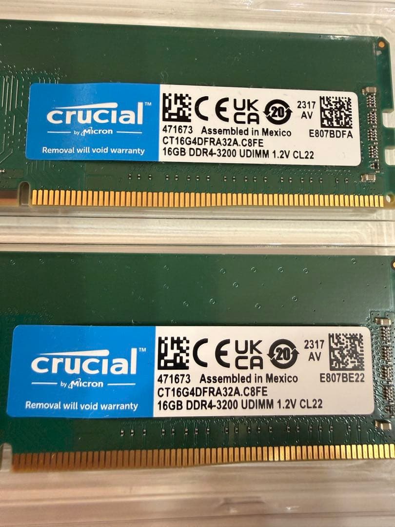 crucial DDR4-3200 16GBx2枚 （32GB）