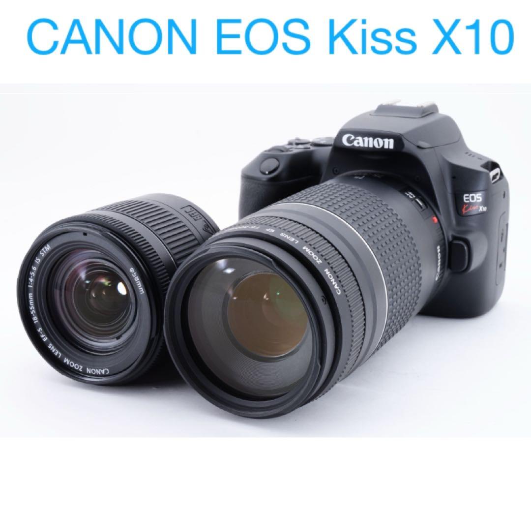 保証付/一眼レフカメラ/canon kiss x10標準&望遠ダブルレンズセット