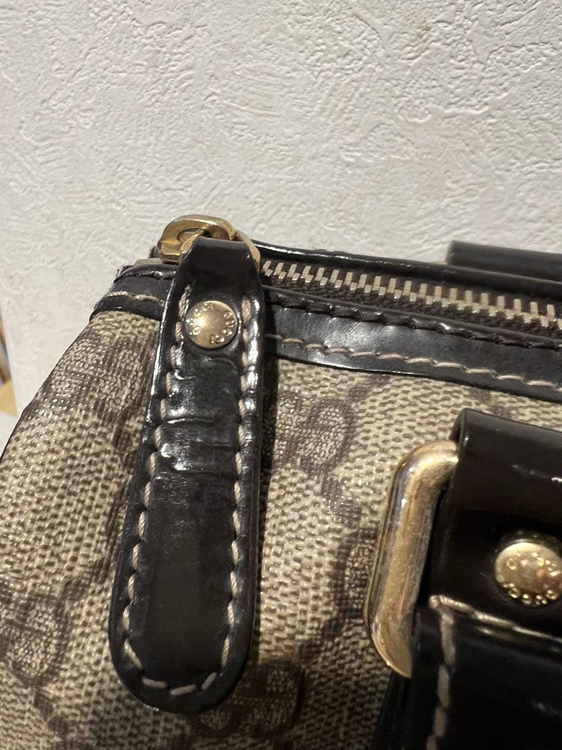 GUCCI GGプラス GGスプリーム ミニボストンバッグ パテント レザー