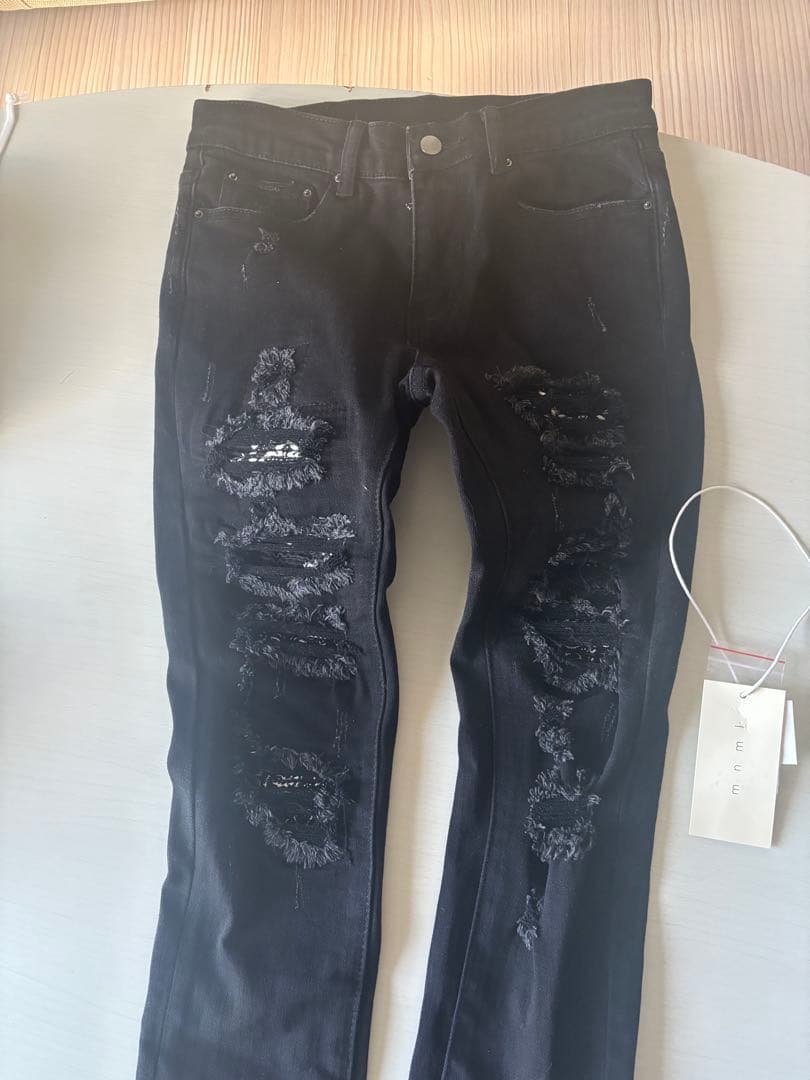 mnml ミニマル ブラックスキニーデニム 28サイズ ダメージジーンズ