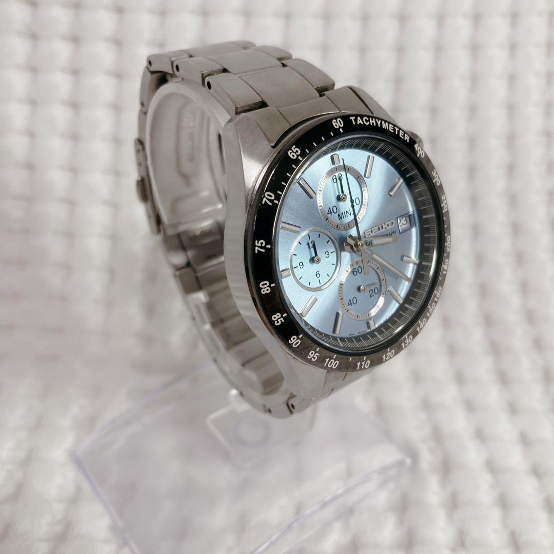 【ヨホホホ!! 】SEICO8T67腕時計クロノグラフ アイスブルー