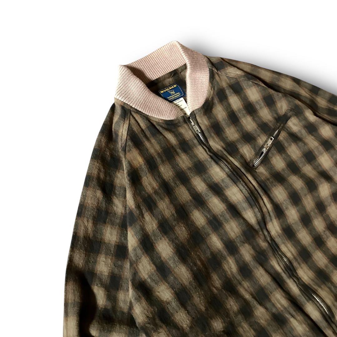 ウールリッチWoolrichチェックブルゾンボンバージャケットCBOYブラウンM