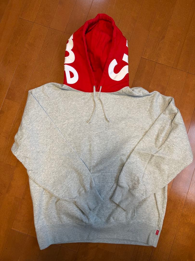 Supreme パーカー シュプリーム　フードロゴ　グレー