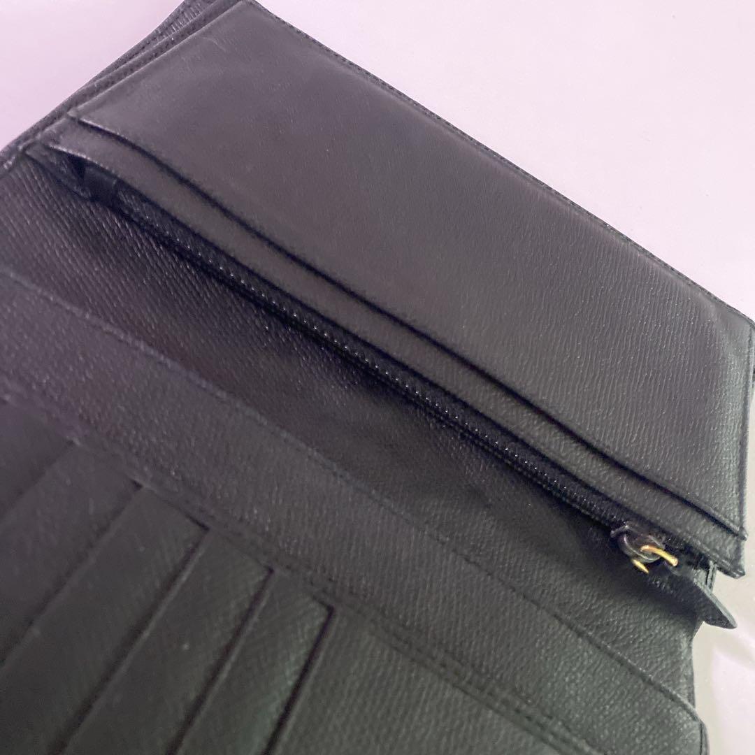 CHANEL ブラック レザー 長財布　ココボタン　シャネル