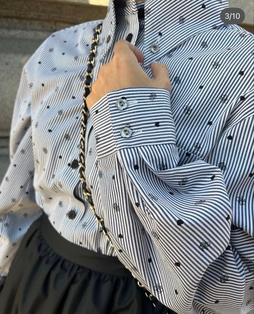 美品 rosymonster ロージーモンスター ハートロゴシャツ ネイビー