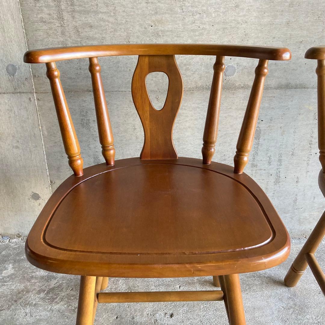 ウィンザーチェア 椅子 リビング ダイニング 2脚 座布団付 木製 家具 レトロ