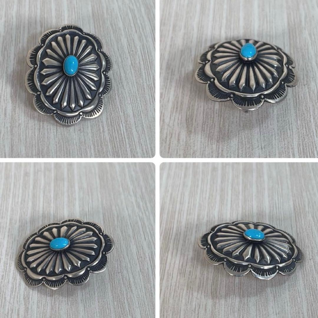 【良品】ナバホ族　両耳ピアス　ターコイズ　サンバースト　コンチョ