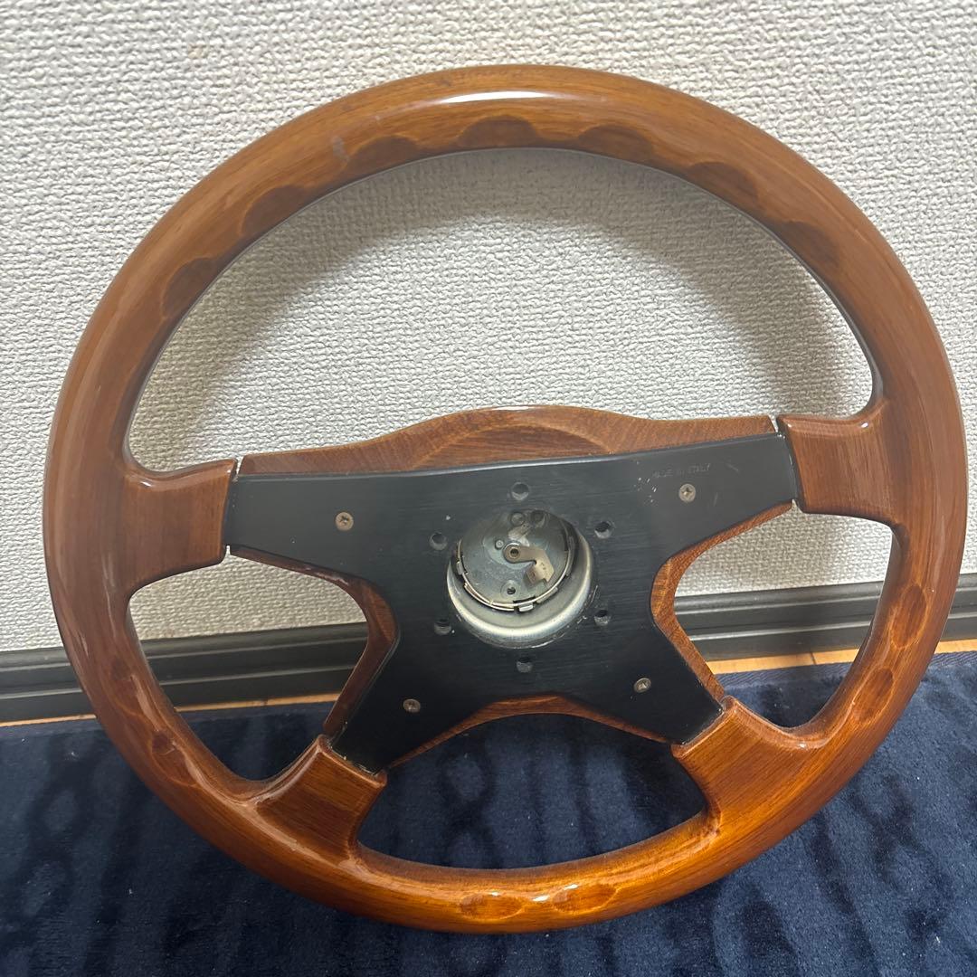 旧車 イタルボランテ・レノマ コラボ品 ウッドステアリング φ36 (π36)