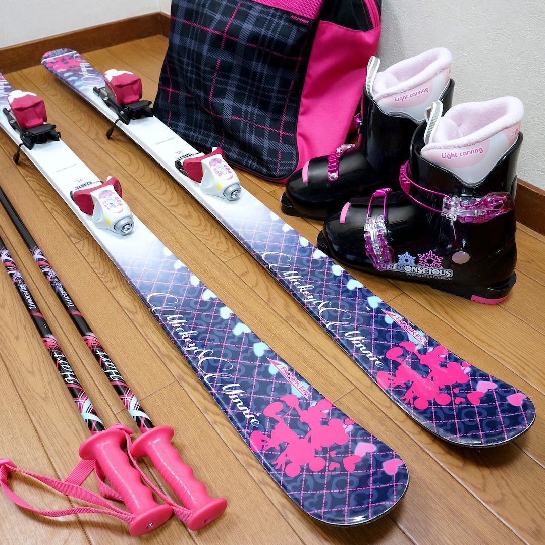 メンテ済 128cm 靴23cm HART ディズニー柄 スキーセット おまけ