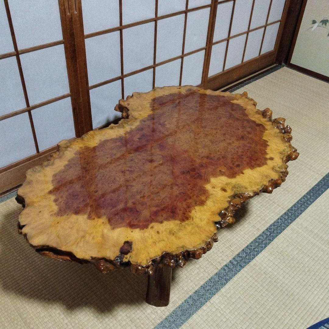 厚み4cm 花梨　瘤杢　座卓　一枚板　天然木　ローテーブル