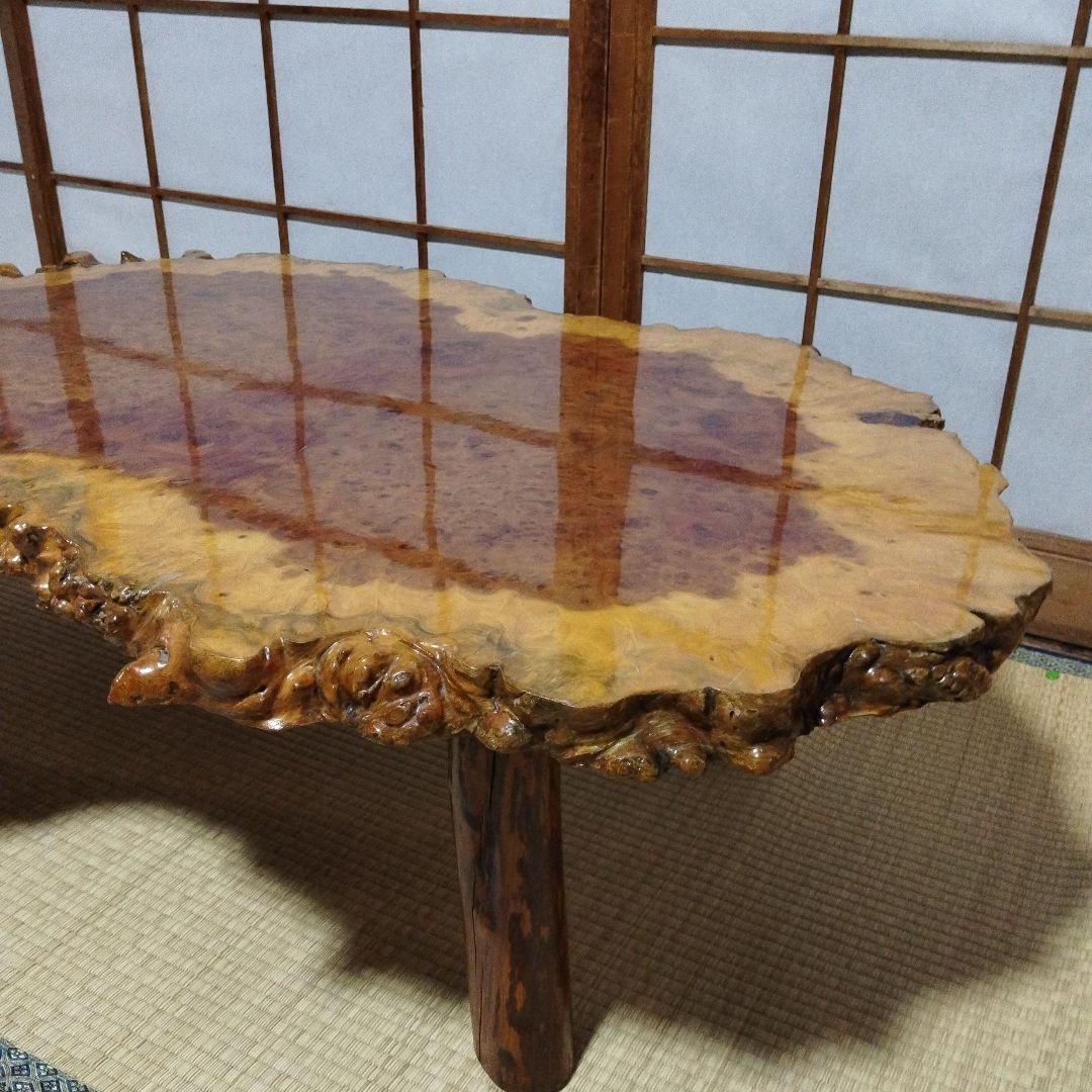 厚み4cm 花梨　瘤杢　座卓　一枚板　天然木　ローテーブル