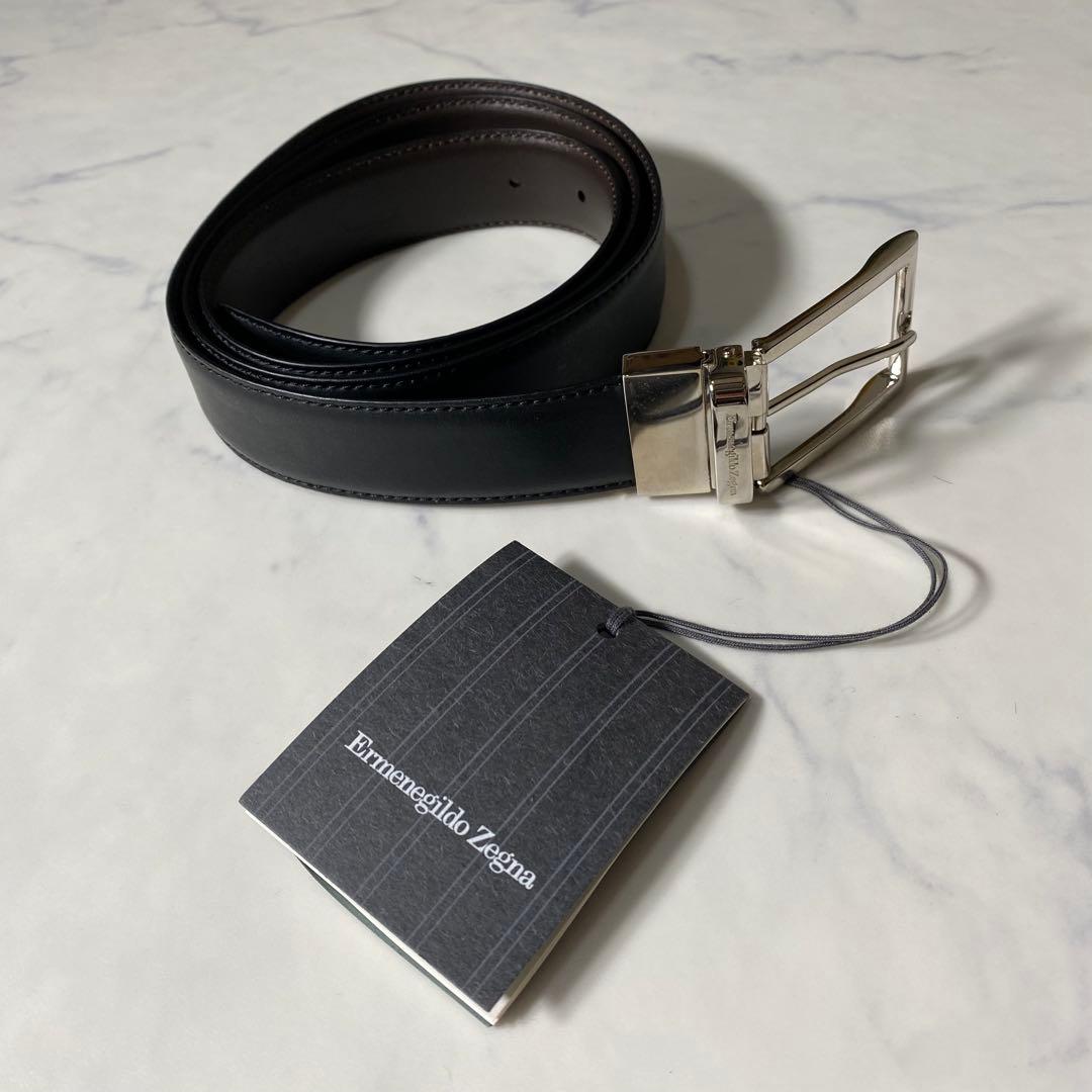 【未使用に近い】エルメネジドゼニア　ベルト　現行　タグ付き　イタリア製　レザー