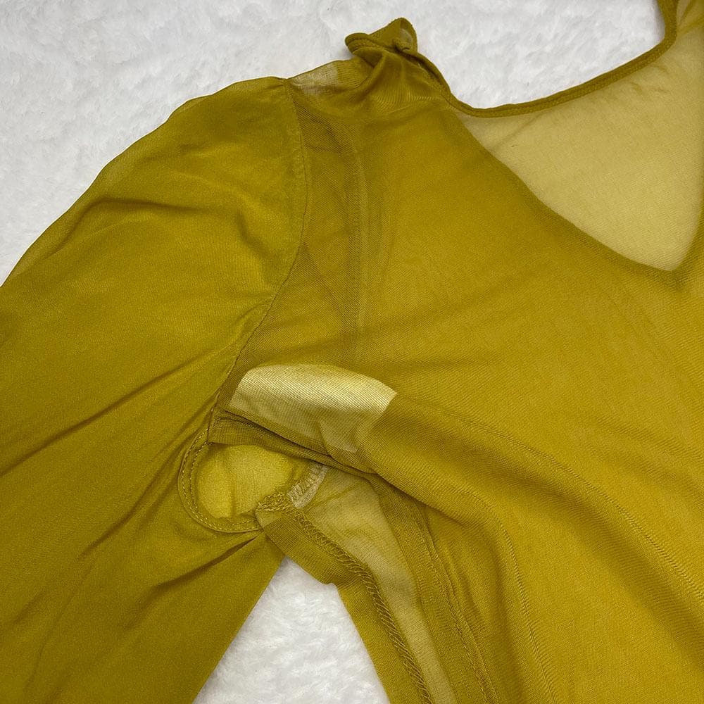 COMME des GARCONS　サイドスリットシアーロングTEE　マスタード