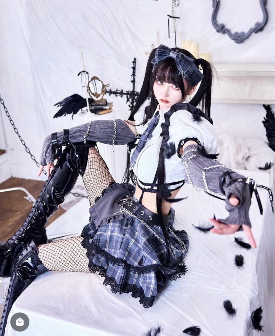 Malymoon ガーリーチェックパンククラッシュメイド コスプレ マリームーン