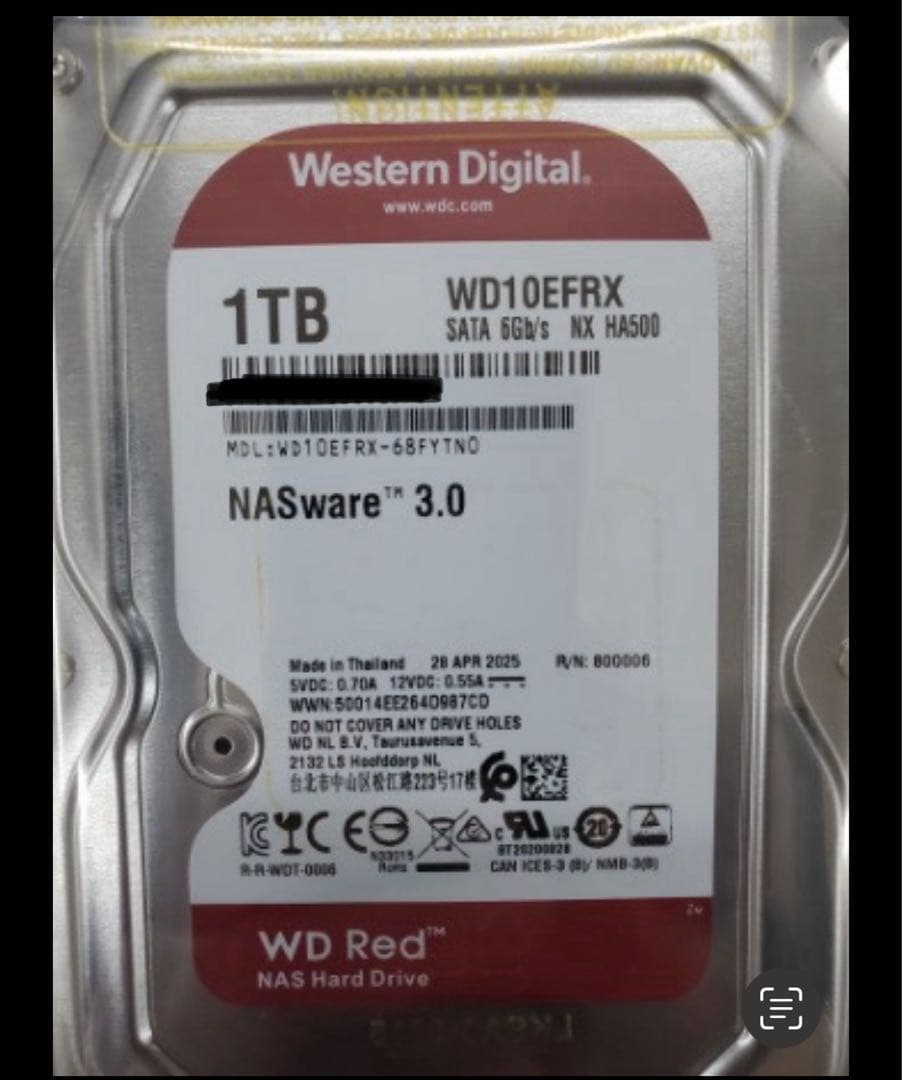 WD10EFRX HDD新品未開封　1TB