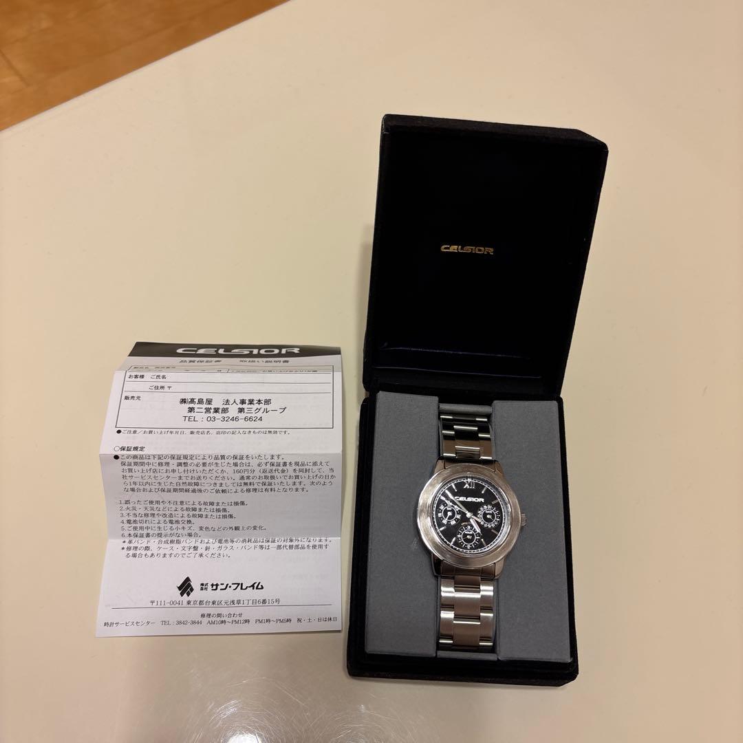 CELSIOR クロノグラフ腕時計 シルバー/ブラック