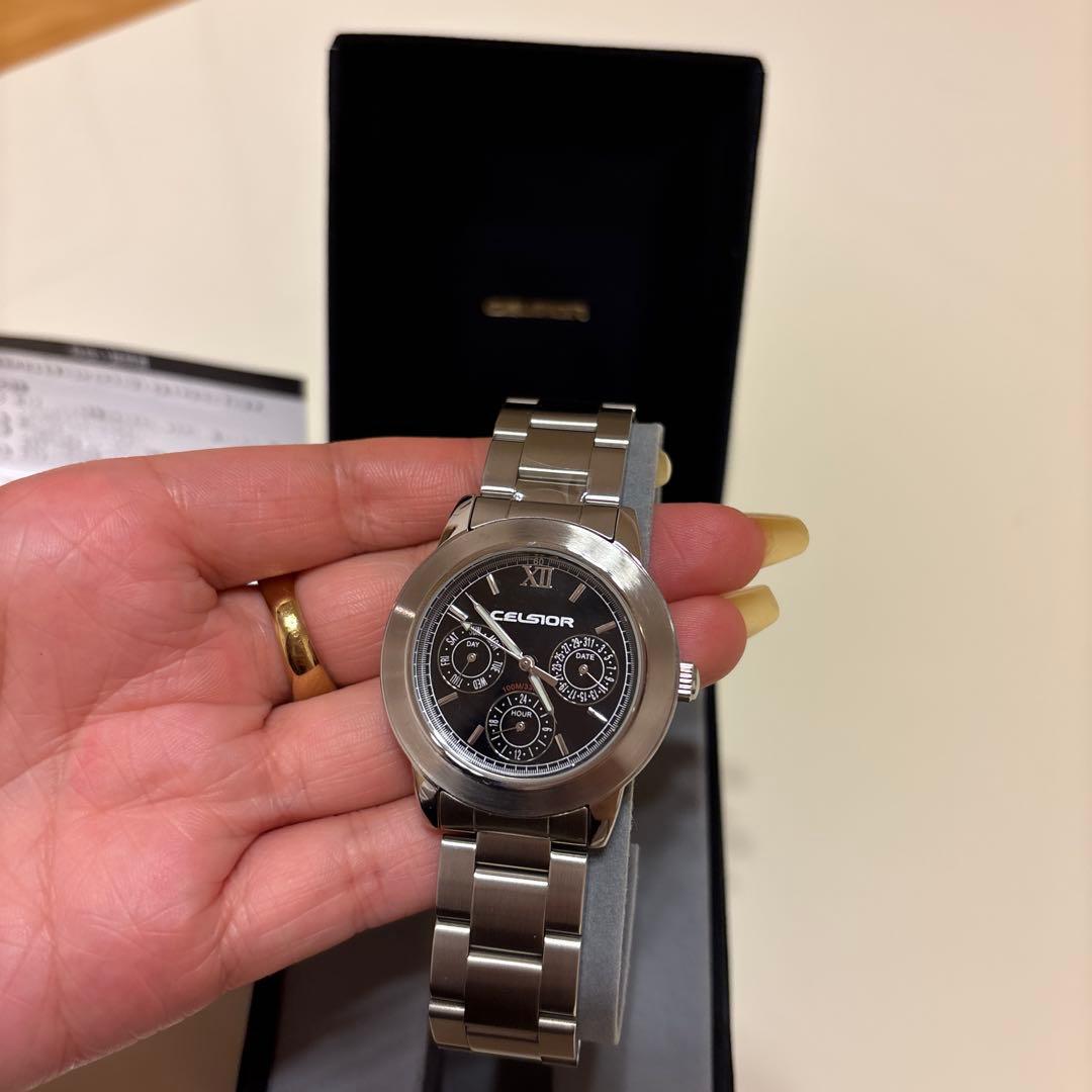 CELSIOR クロノグラフ腕時計 シルバー/ブラック