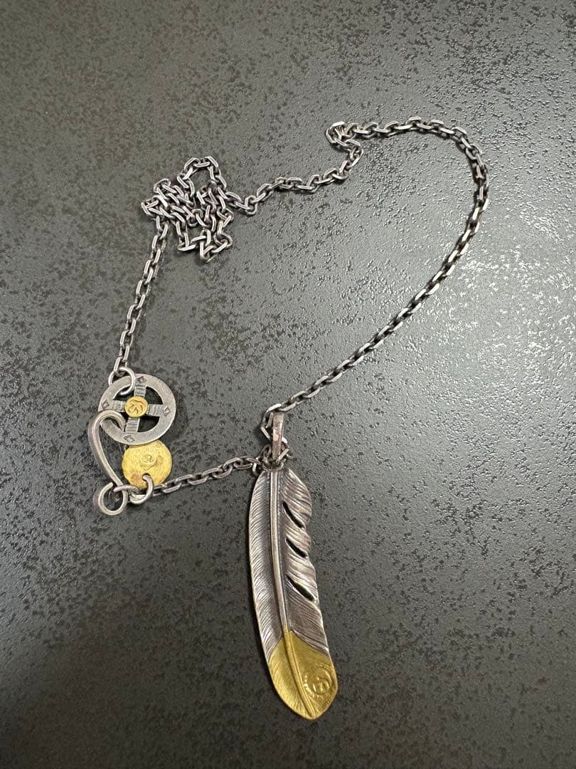 【松田】羽根デザイン ネックレス シルバー ゴールド