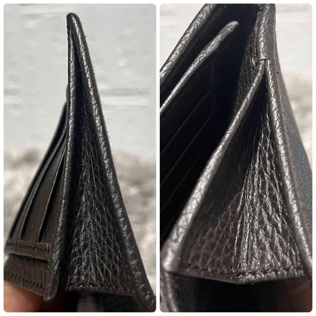 美品✨GUCCI マキシ　財布　GGキャンバス シボ　ダークブラウン　Wホック