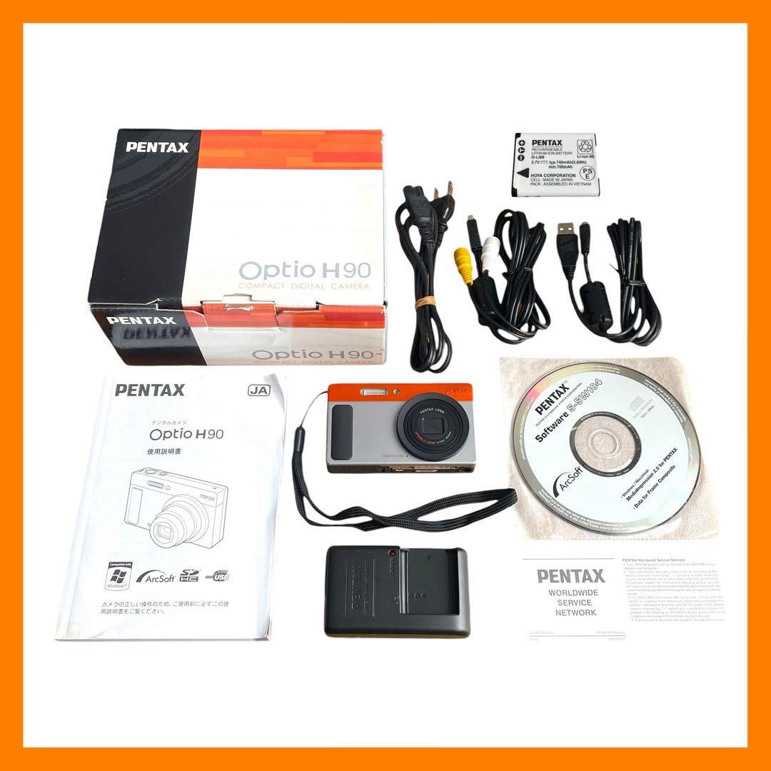 【訳アリ大特価】PENTAX Optio H90 オレンジ×シルバー コンデジ