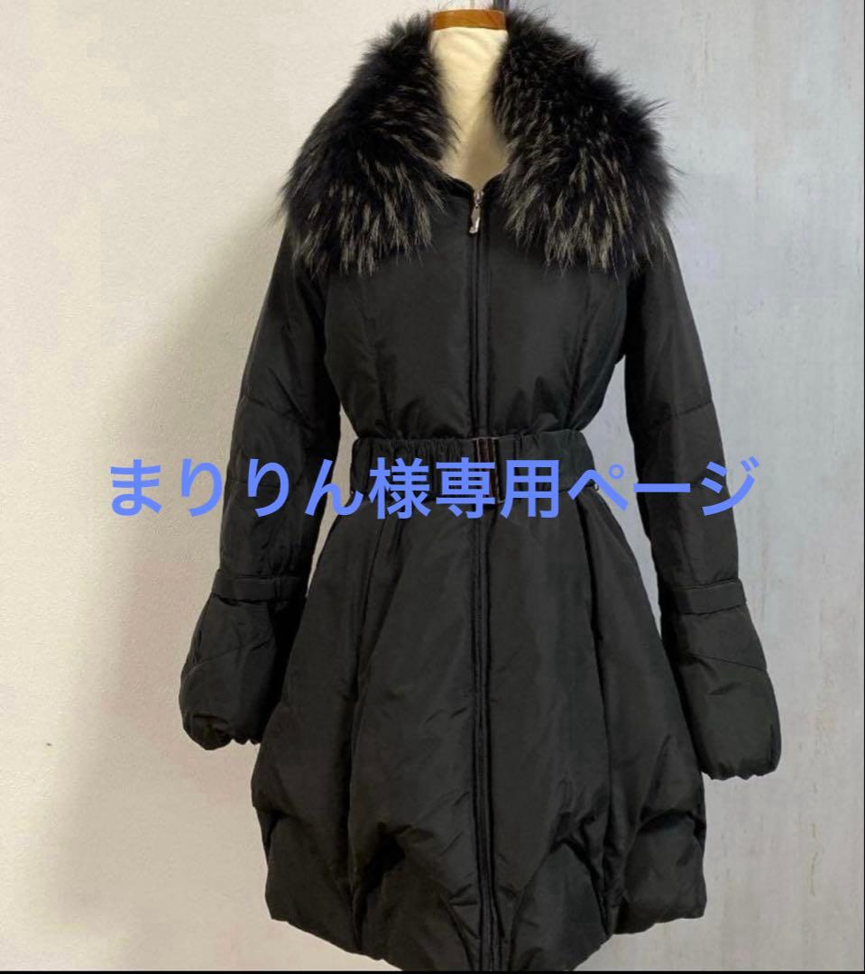 美品フォックスファー　ダウンコート　フード取り外し可能　　Aライン ブラック