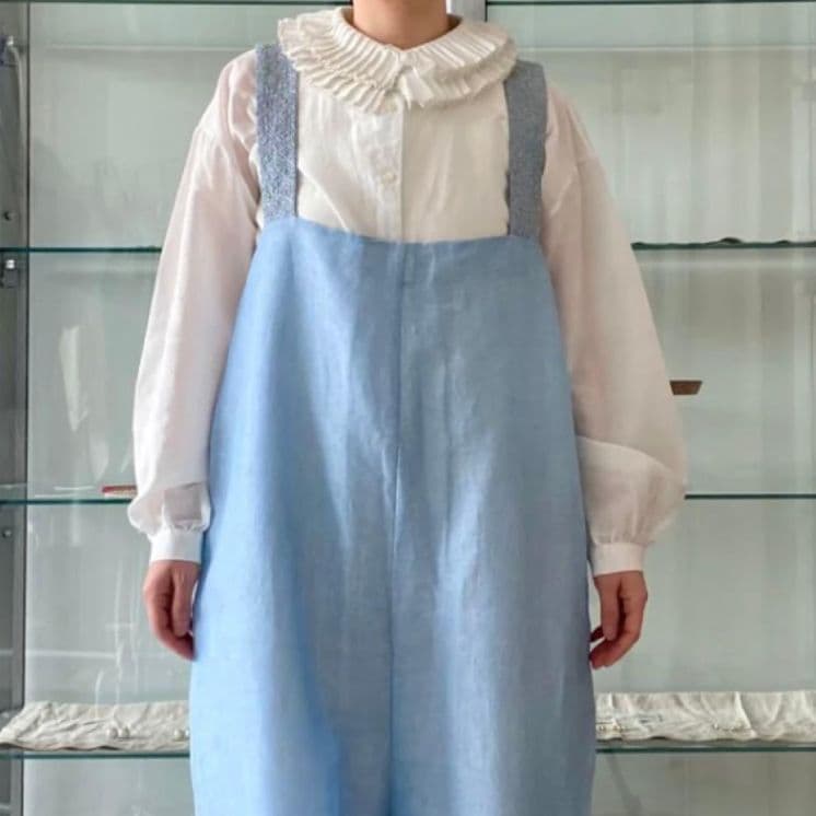 美品 ブノン BUNON フリルカラーブラウス 襟濃ブラウン