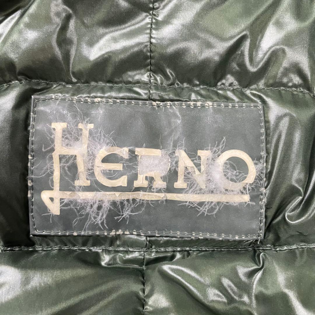 【良品】ヘルノ HERNO★ダウンコート　Bolla　フード　グリーン　ロング