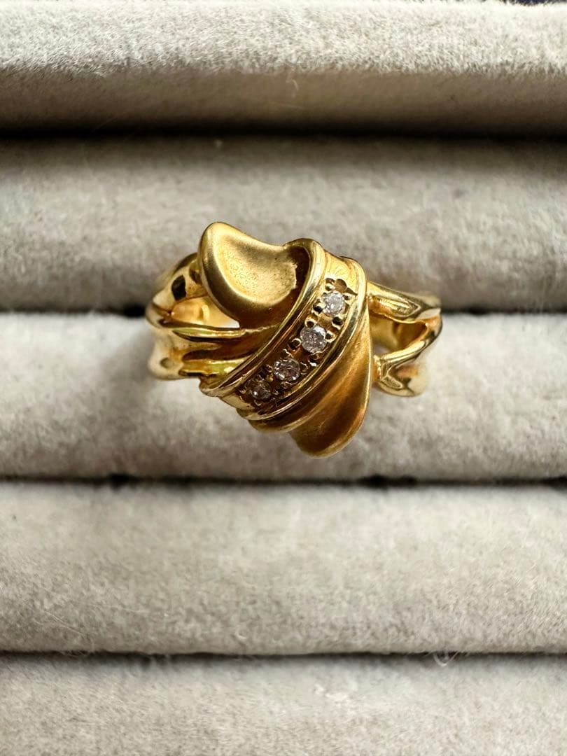 【早い者勝ち】K18ゴールド ウェーブデザインリング