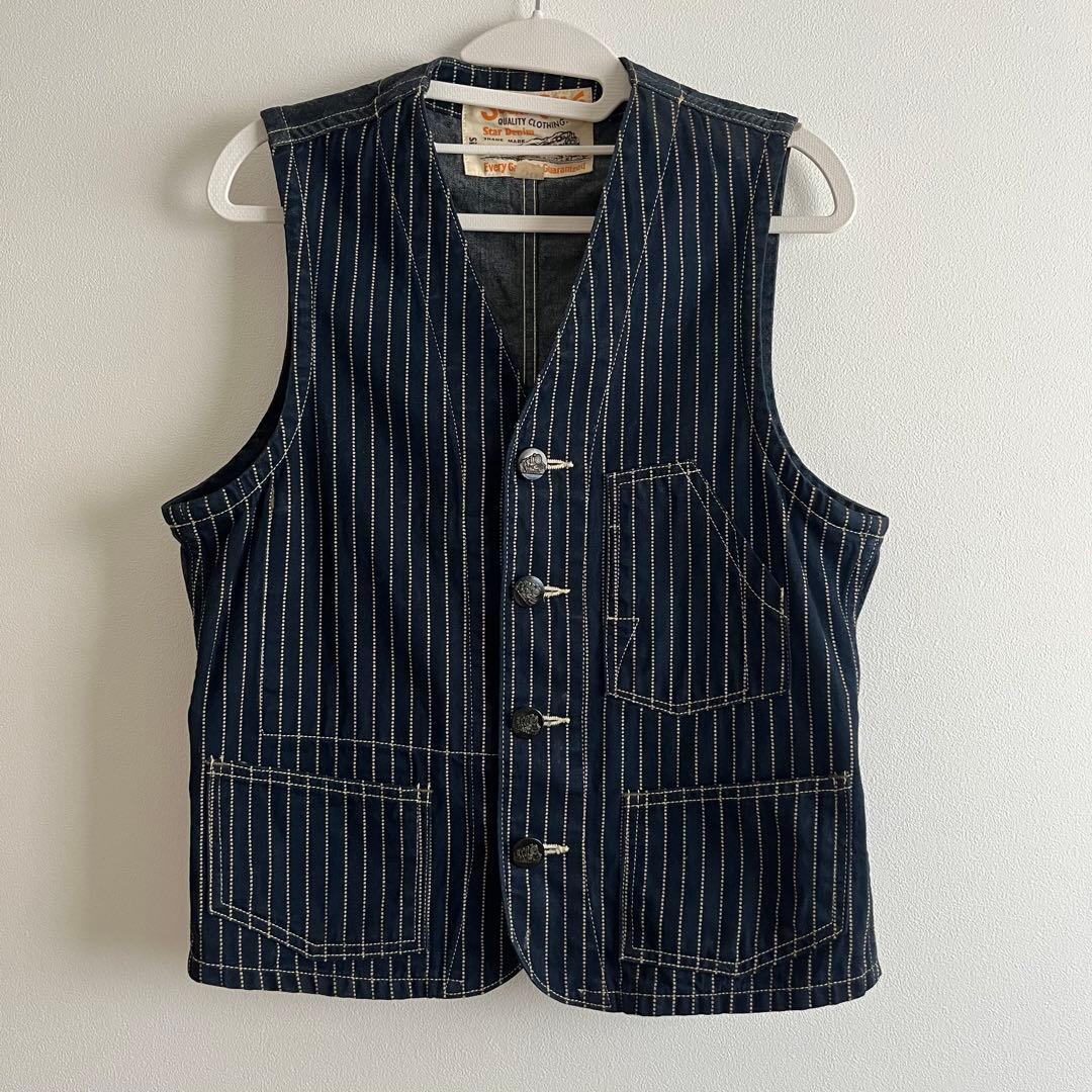 【 Sugar Cane 】 シュガーケーン ベスト 36 デニム ストライプ