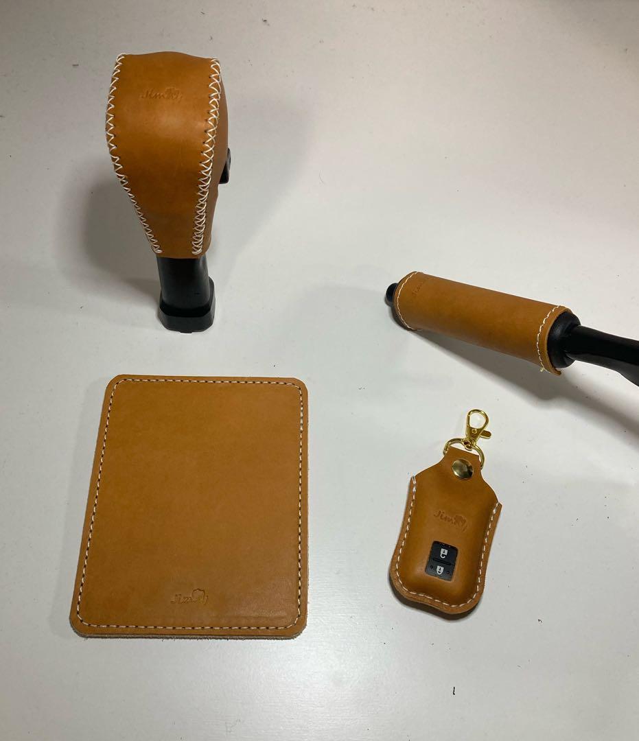 みか◇新型ジムニー4点セット◇キャメル、ステッチ白、刻印筆記体