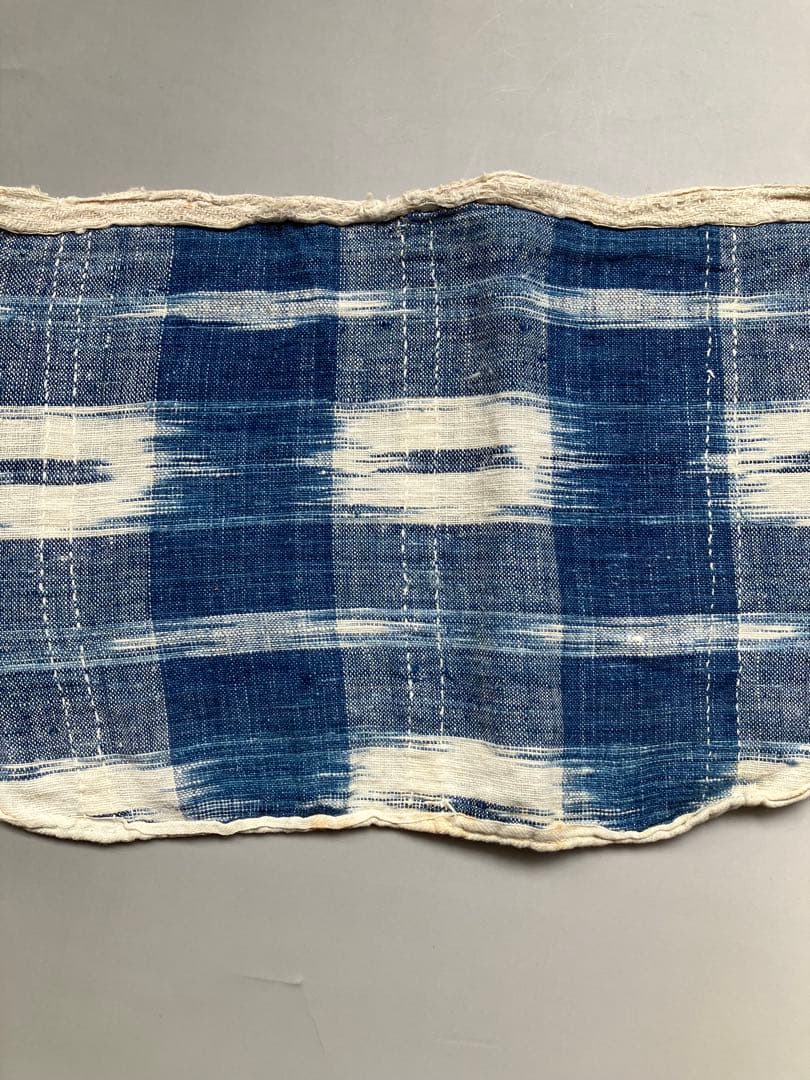 1700年代後期頃　天然インディゴのIKAT リネン　フランス　アンティーク
