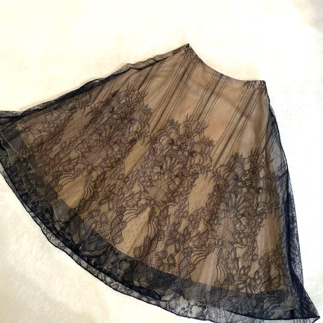 美品✨CELFORD セルフォード ブラックレース フレアスカート M