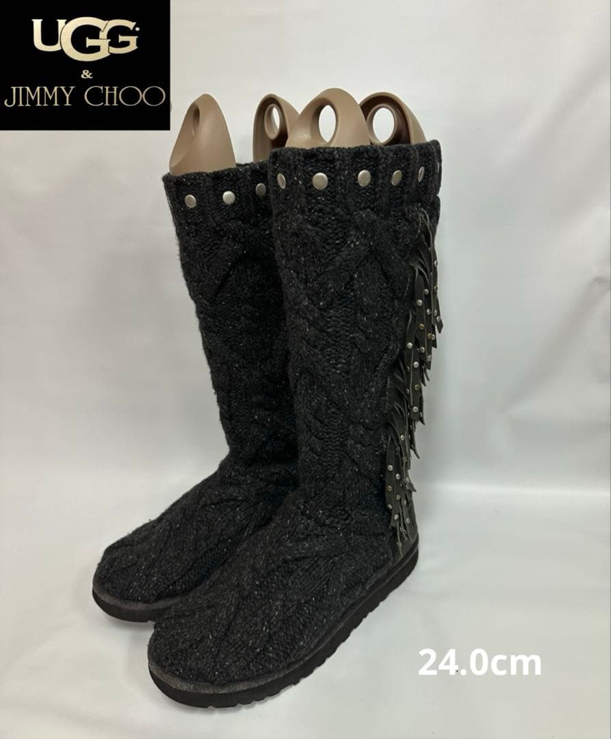 UGG & JIMMY CHOO コラボニットブーツ ブラック　24.0cm