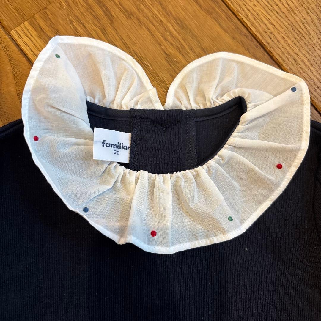 familiar 犬刺繍 ワンピース 90