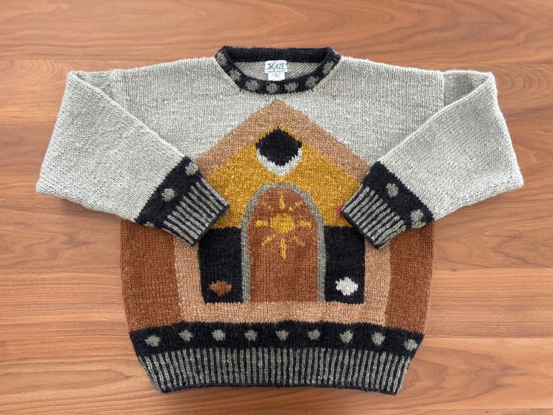 ネパール製 ハンドメイドニット ウール100% セーター ハンドクラフト 一点物