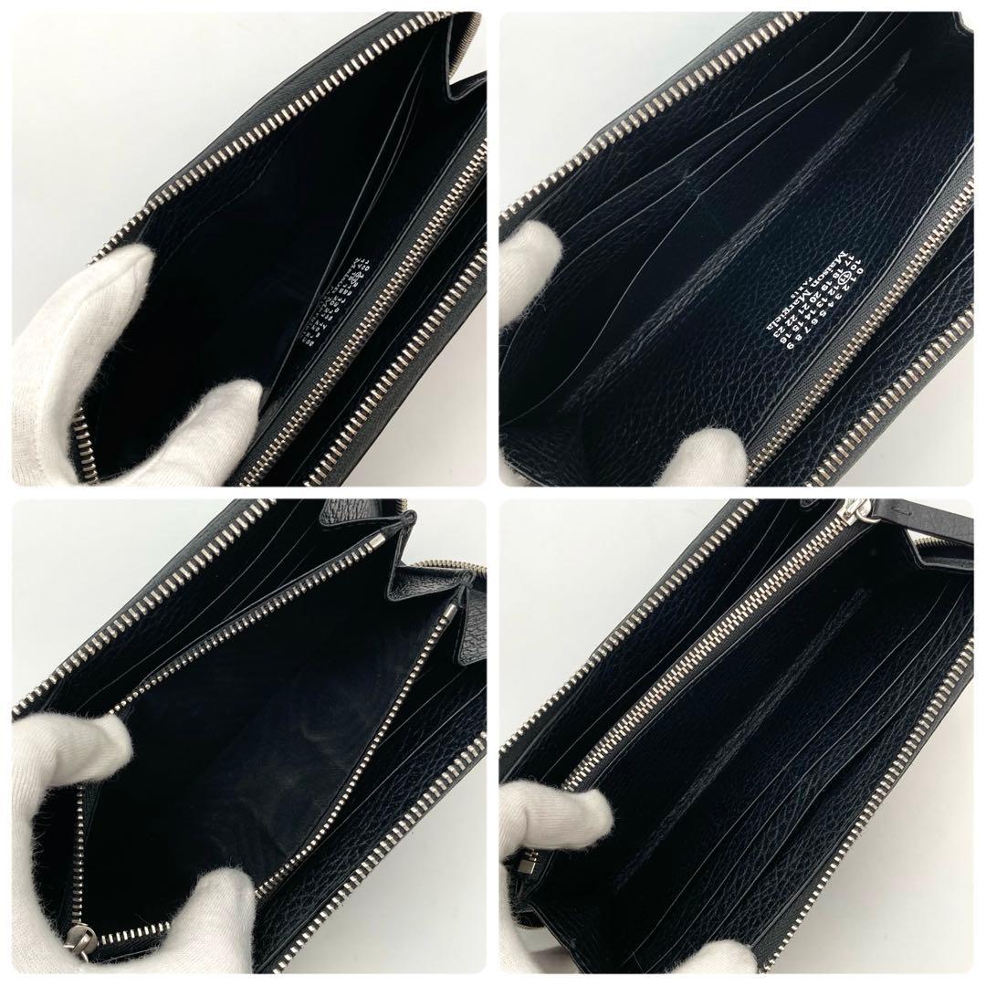 専用✨ メゾンマルジェラ 長財布 レザー 黒 ステッチ ラウンドジップ 高級感