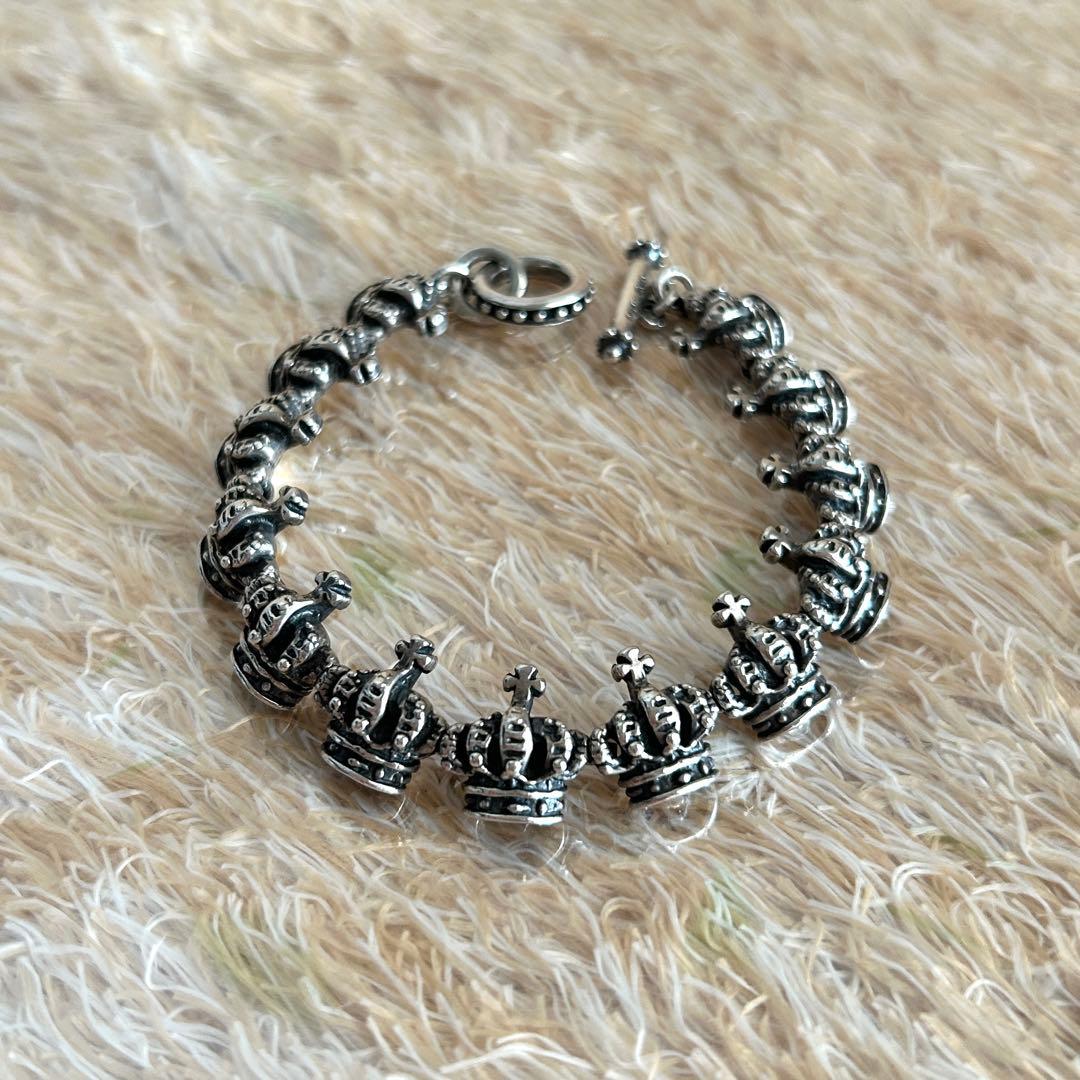 美品✨ ロイヤルオーダー クラウン リンク シルバー ブレスレット Tバー