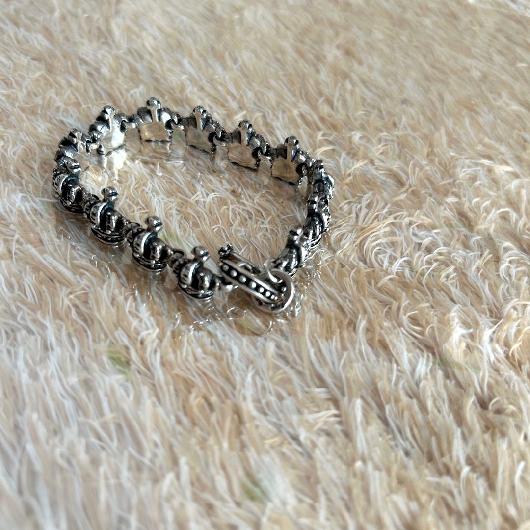 美品✨ ロイヤルオーダー クラウン リンク シルバー ブレスレット Tバー