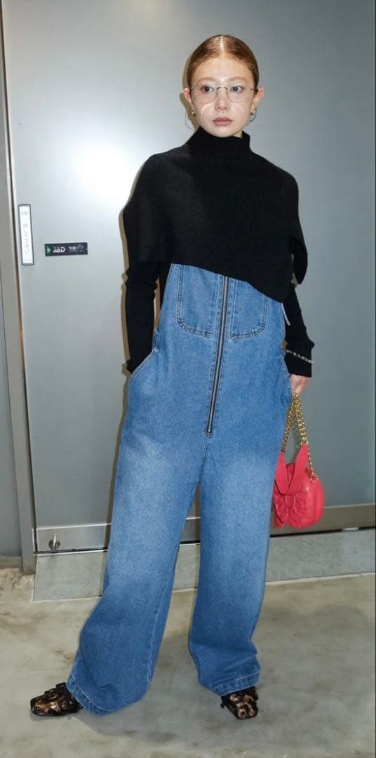 イアムアルファiamalphaデニムブルー オーバーオールのみ