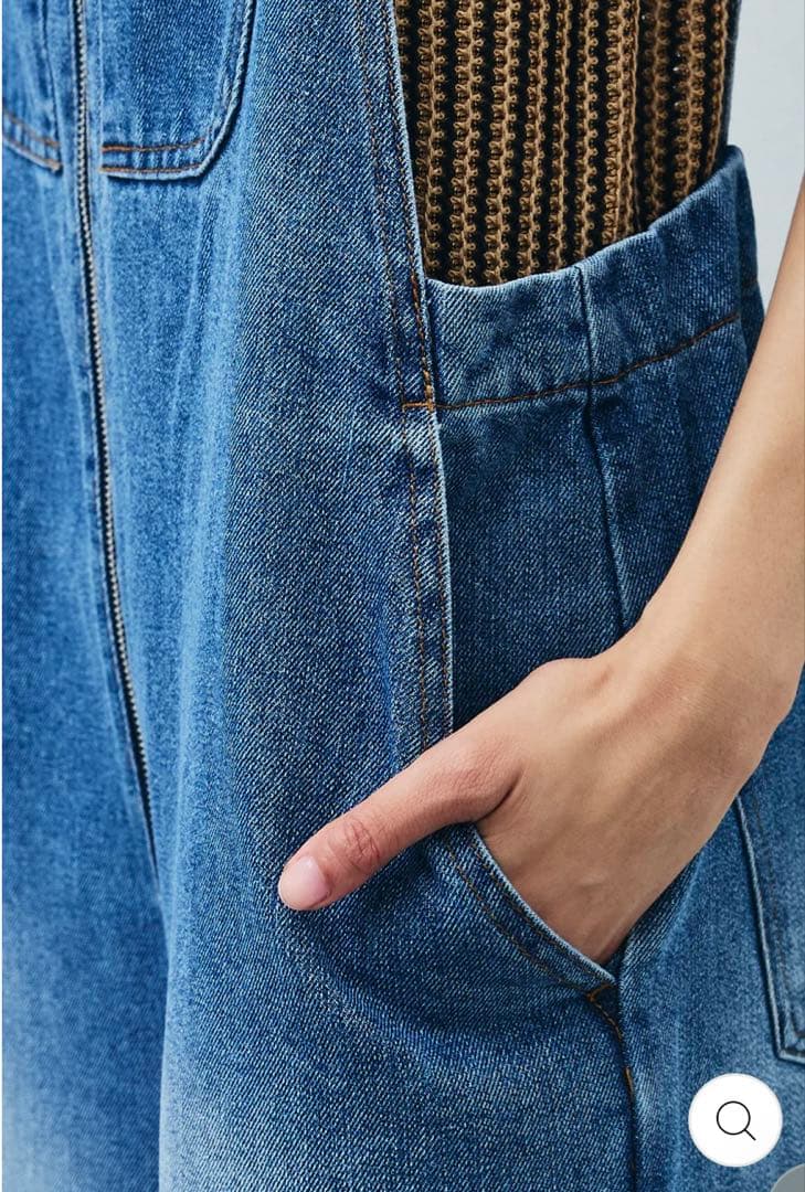 イアムアルファiamalphaデニムブルー オーバーオールのみ