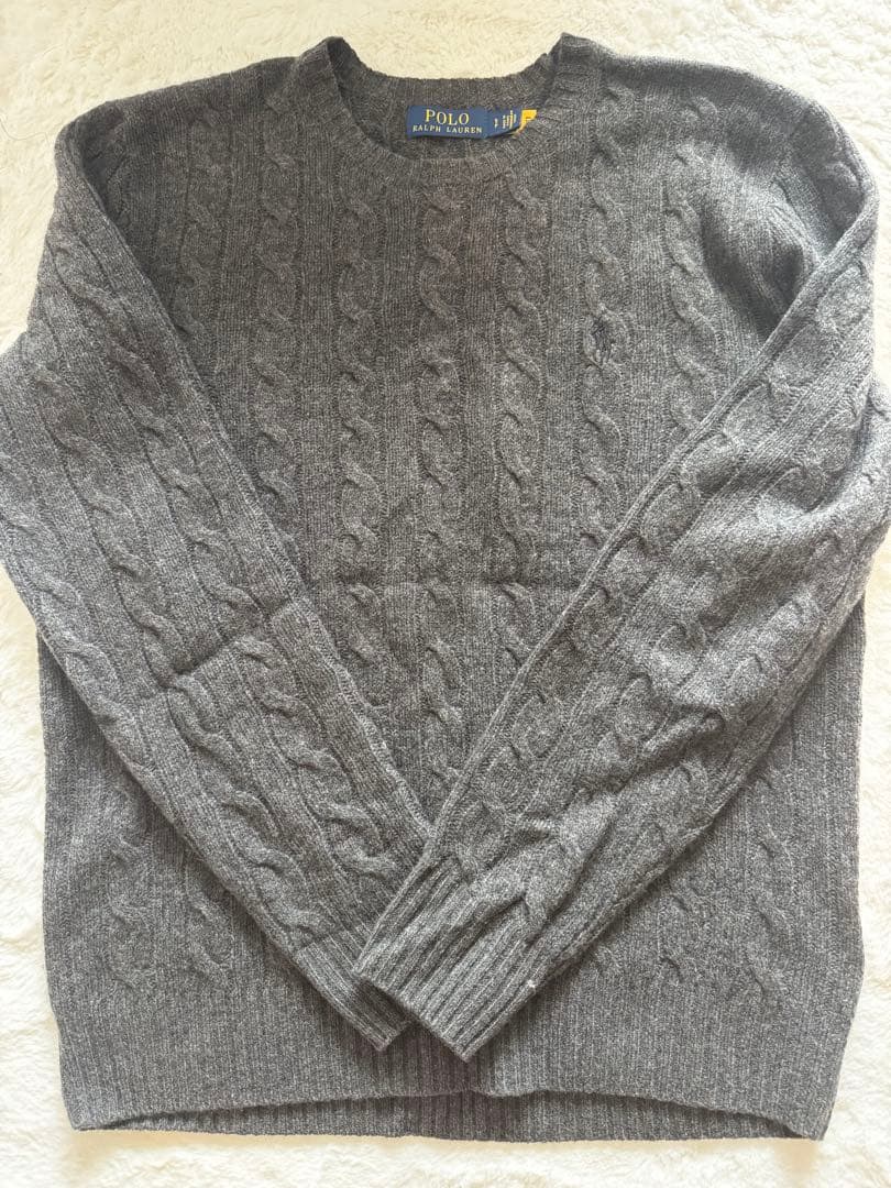 ラルフローレン　ケーブルニット ウールカシミヤ セーター グレー