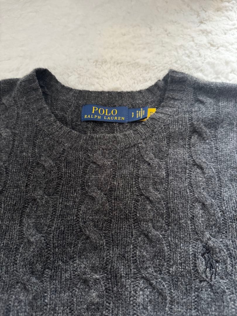 ラルフローレン　ケーブルニット ウールカシミヤ セーター グレー