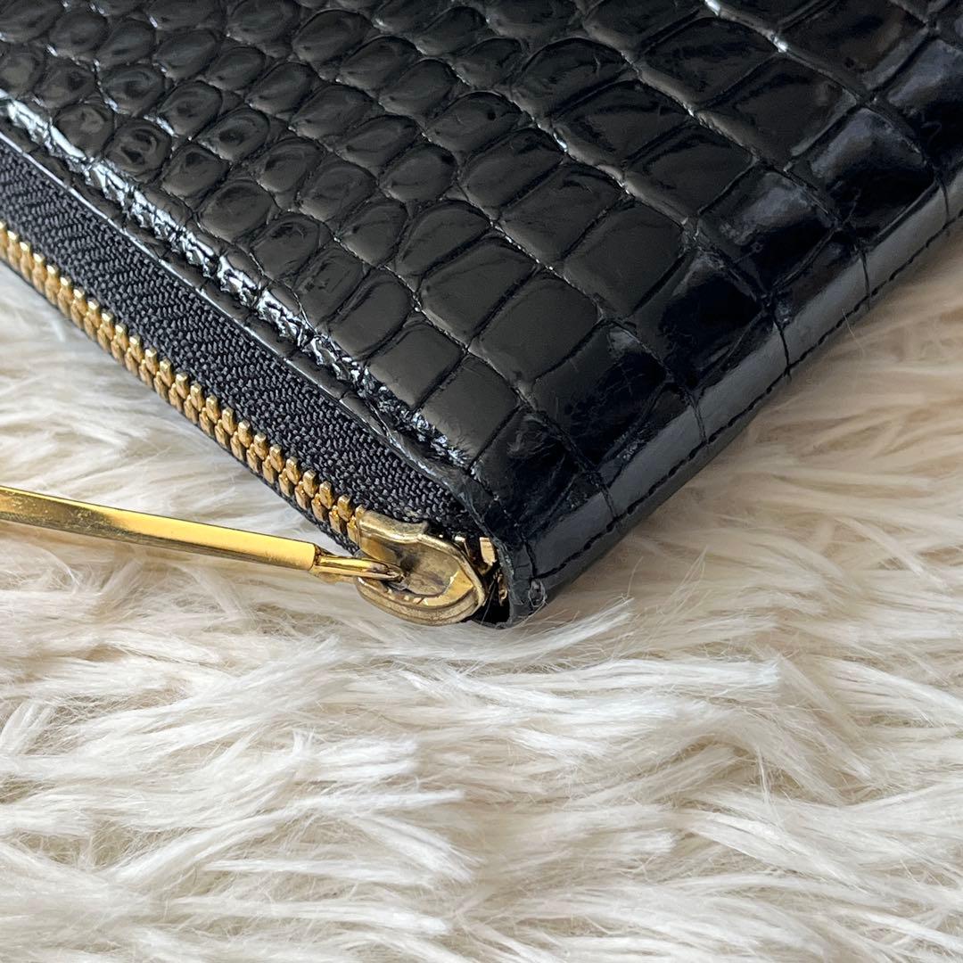 未使用級✨池田工芸　JRA クロコダイル　ポロサス　ゴールドパイソン　長財布　黒