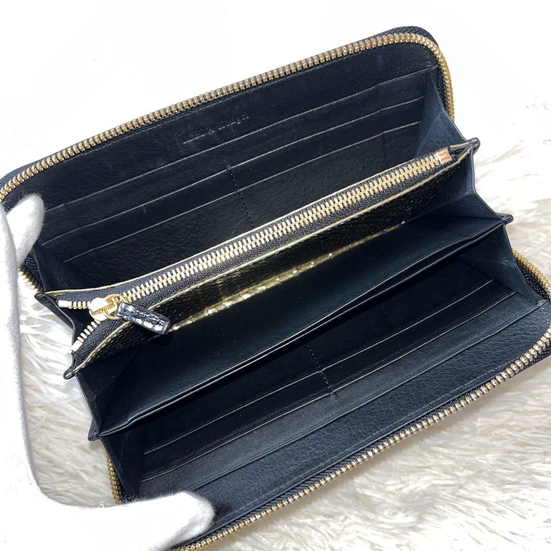 未使用級✨池田工芸　JRA クロコダイル　ポロサス　ゴールドパイソン　長財布　黒