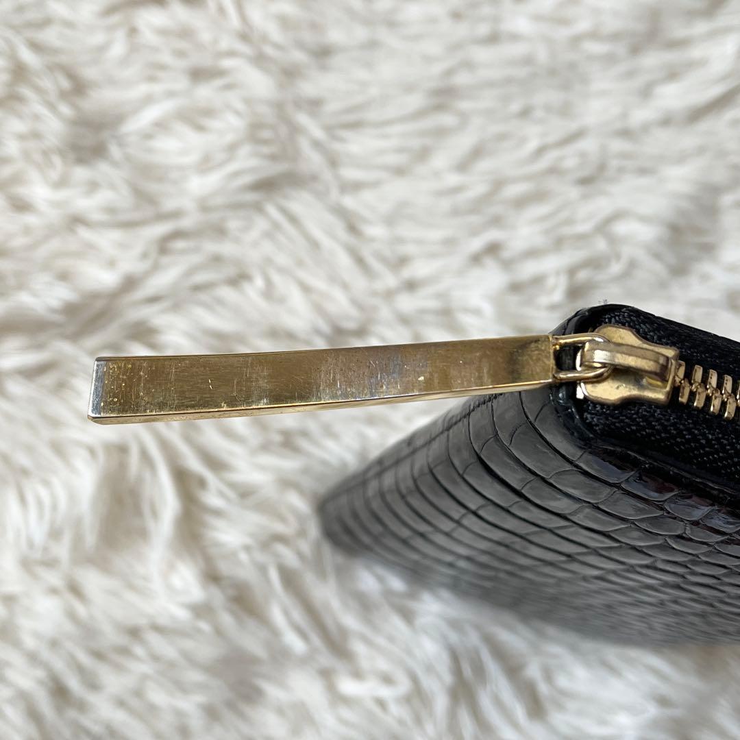 未使用級✨池田工芸　JRA クロコダイル　ポロサス　ゴールドパイソン　長財布　黒