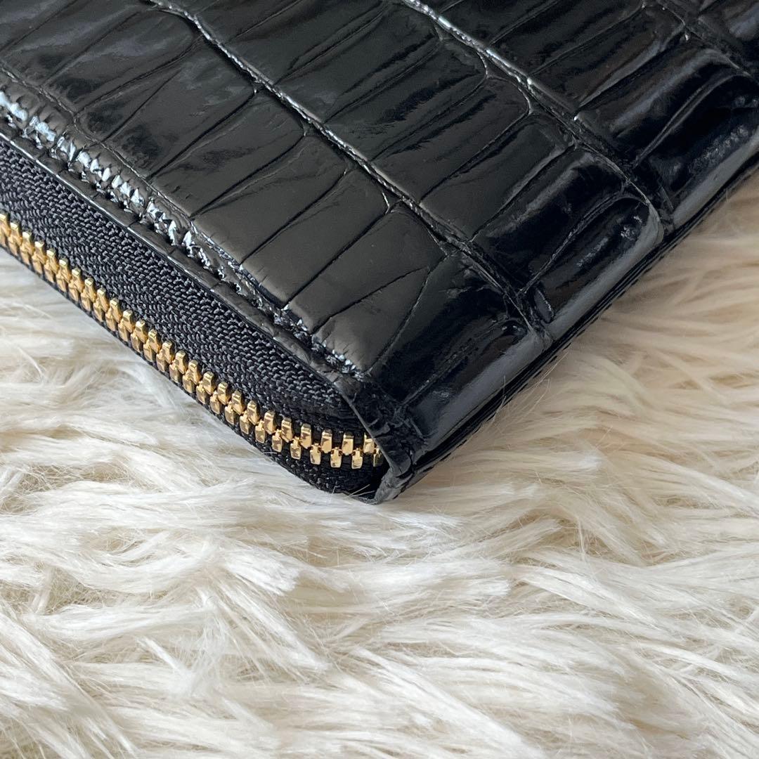 未使用級✨池田工芸　JRA クロコダイル　ポロサス　ゴールドパイソン　長財布　黒