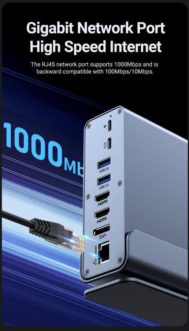 15in1ドッキングステーション 高速データ転送 100W出力　USB A C